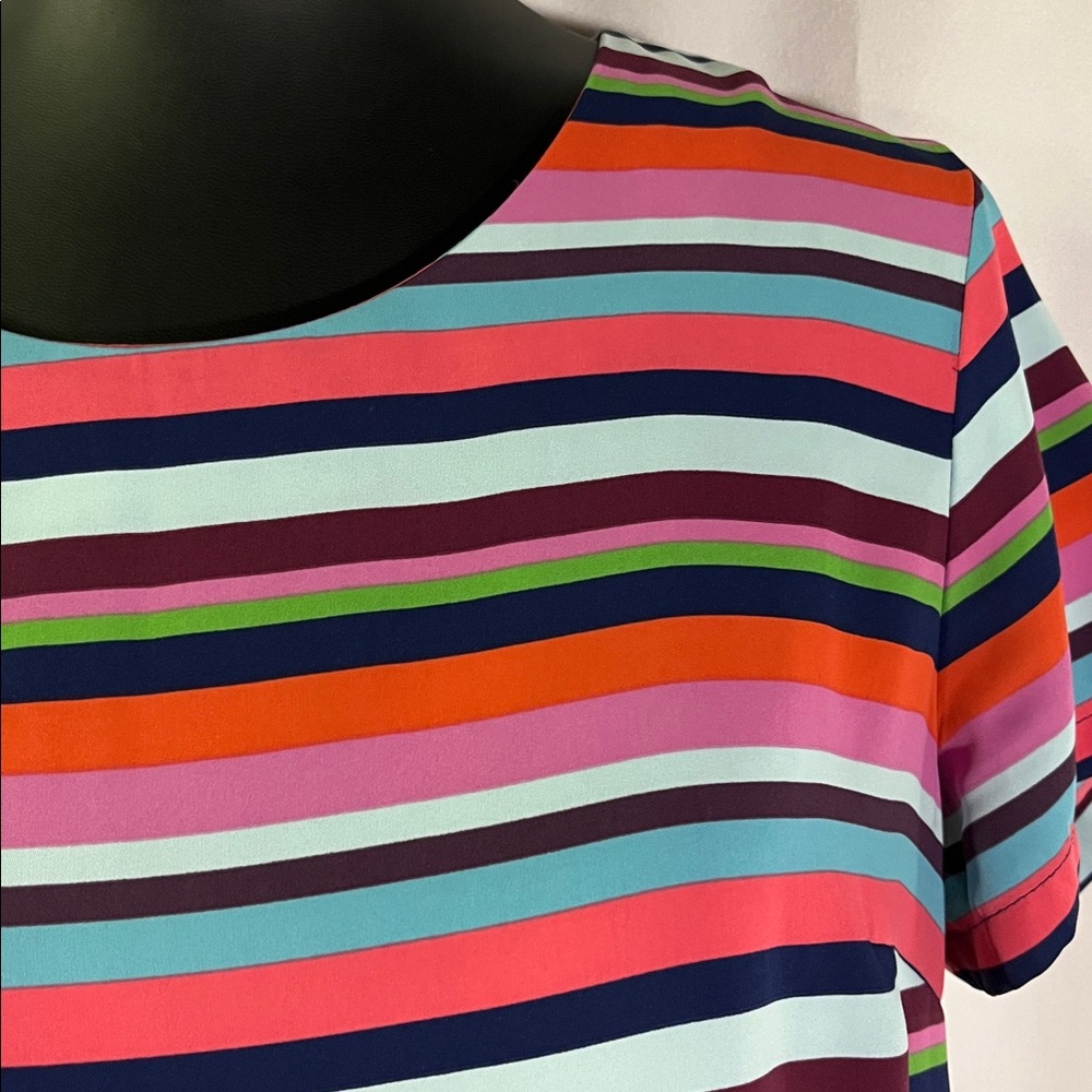 Cynthia Rowley Multicolor Striped Short Sleeve Shift Dress - Picture 6 of 16